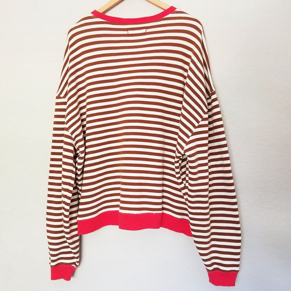 Free People We The Free Classic Striped Oversized Crewneck S Coffee Combo $98 - Picture 6 of 16